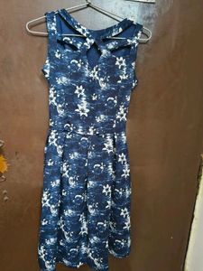 Blue &amp; White Floral Print Dress for 13-15 year old