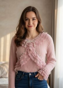 🇫🇷 Paris Imported Ruffle & Pearl Sweater