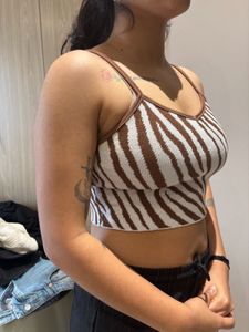 Zebra Print Crop Tank Top