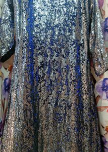 (fix Price)💙🤍Fish Cut Heavy Sequence Work Gown