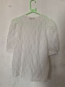 Sheer White Puff Sleeve Top