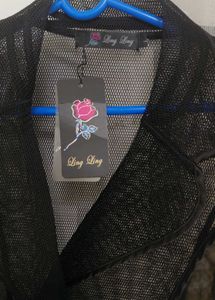Black Mesh Trench Coat