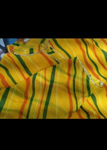 kota doriya Yellow Striped Kurta
