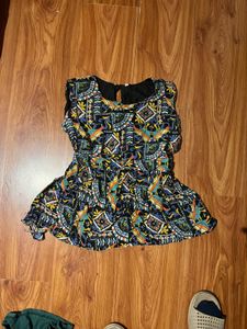 Boho Print Flare Top
