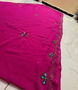 Vibrant Pink Embellished Saree