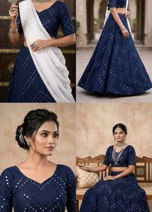 Blue Chaniya choli Without Dupatta