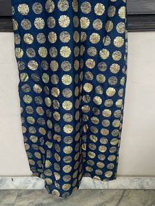 Elegant Navy Blue Kurta with Gold Print