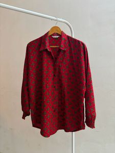 Red Printed Full Sleeve Korean Shirt