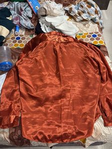 Shimmering Orange Button-Up Shirt
