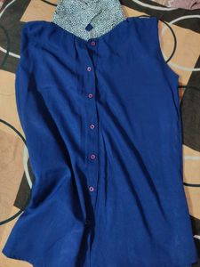 Stylish Blue Button-Up Blouse