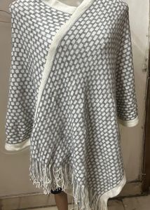 Stylish Grey Knit Poncho