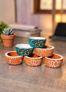 Handmade Terracotta Candle Holder Set of 6 | Hand-