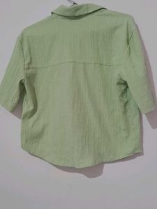 Green Textured Crop Top