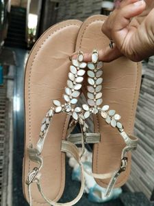 Embellished Gold Flat Sandals