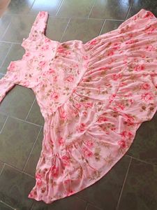 Pink Floral Tiered Maxi Dress