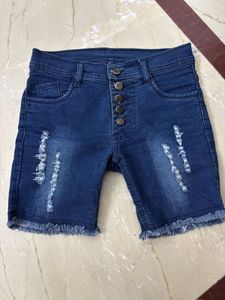 Distressed Denim Bermuda Shorts