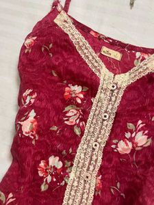 Floral Hollister Cami with Lace Trim