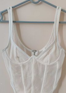 White Mesh Corset Top
