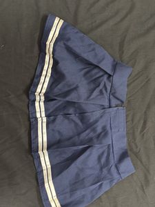 Blue Pleated Skirt with Stripes