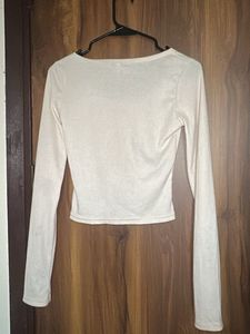 Cream Graphic Long Sleeve Top