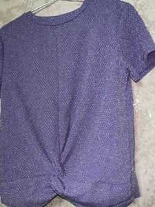 Sparkly Purple Twist Front Top