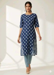 Blue Floral Print Kurta
