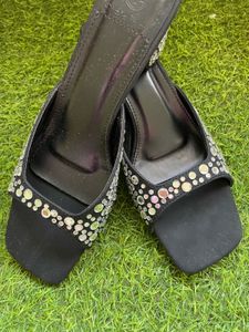 Unused Sparkling Embellished Black Heels