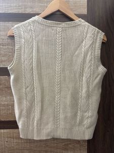 Cream Cable Knit V-Neck Vest
