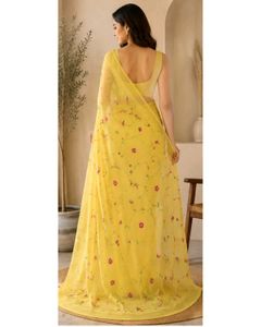 Elegant Yellow Floral Saree
