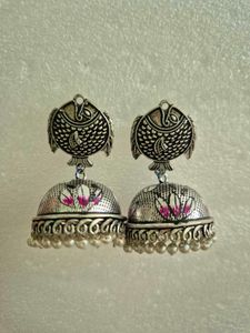 Traditional Fish Design Jhumka Earrings - Unused