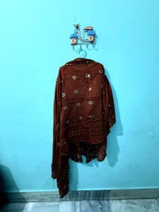 Embroidered Brown Dupatta