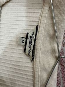 Roadster cream ribbed collared polo top - Size M