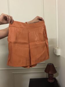 Coord Set Orange Satin Shirt and Shorts