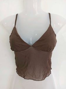 Sheer Mesh Lettuce Hem Camisole
