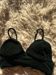 Dark Green Velvet Bra