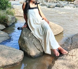 Cream Tiered Maxi Dress with Black Accents