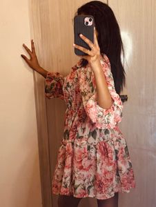 Korean Floral Mini Dress