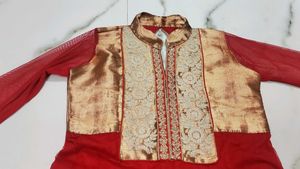 Elegant Red &amp; Gold Anarkali