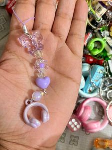 purple phone charm &amp; Cans keychain