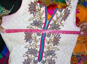 Embroidered White Kurti