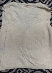 H&amp;m Cream Sleeveless Cardigan