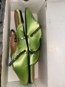 Emerald Green Embellished Mules