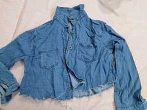 Blue Denim Crop Shirt