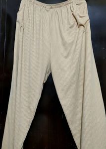 Cream Trouser Black Lining Print For 36 Waist