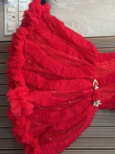 Red Ruffled Party Dress for toddler girl