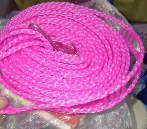 Bright Pink Clothesline with 2  door Hooks