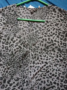 Stylish Leopard Print V-Neck Dress