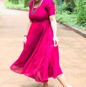 Vibrant Pink Ethnic Gown Frock