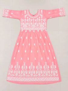 Pink Embroidered Anarkali kurti