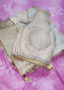 Designer Sequined Blouse with Saree